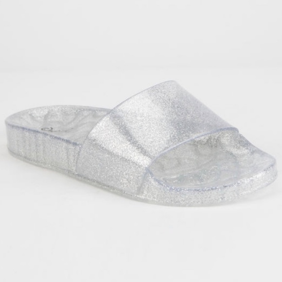 Qupid | Shoes | Clear Glitter Slides Cute Summer Sandals New | Poshmark